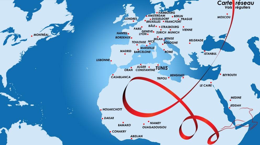Le réseau de Tunisair