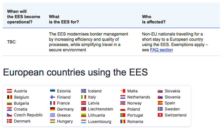 Lancement du système d'entrées-sorties de l'Union Européenne