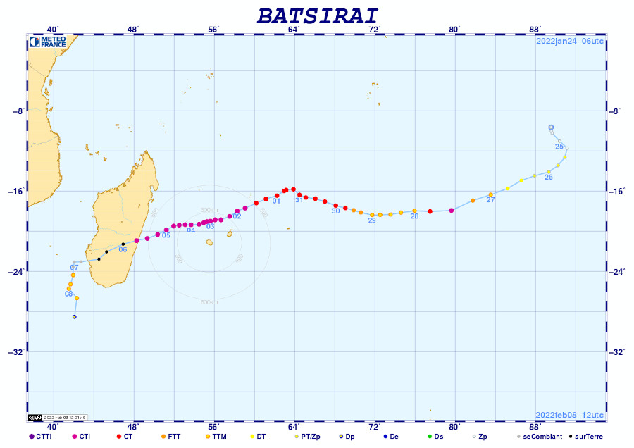 Cyclone Batsirai, RSMC La Réunion