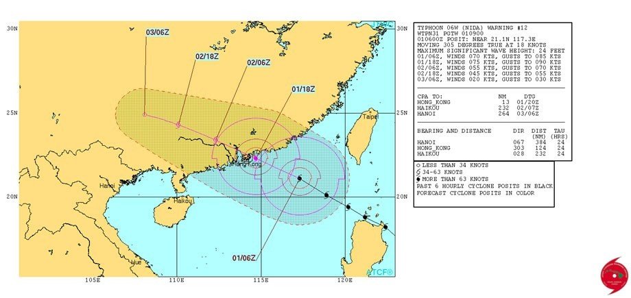 Alerte au typhon Nida à Hong Kong