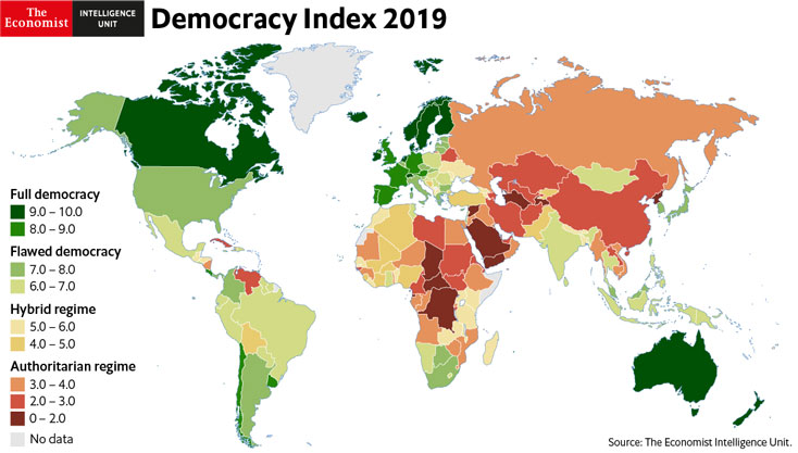 La Démocratie dans le monde en 2019