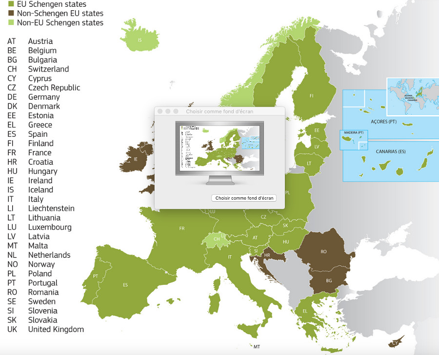 La zone des visas Schengen