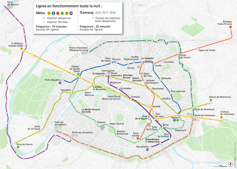 Les transports ouverts une nuit par mois à Paris