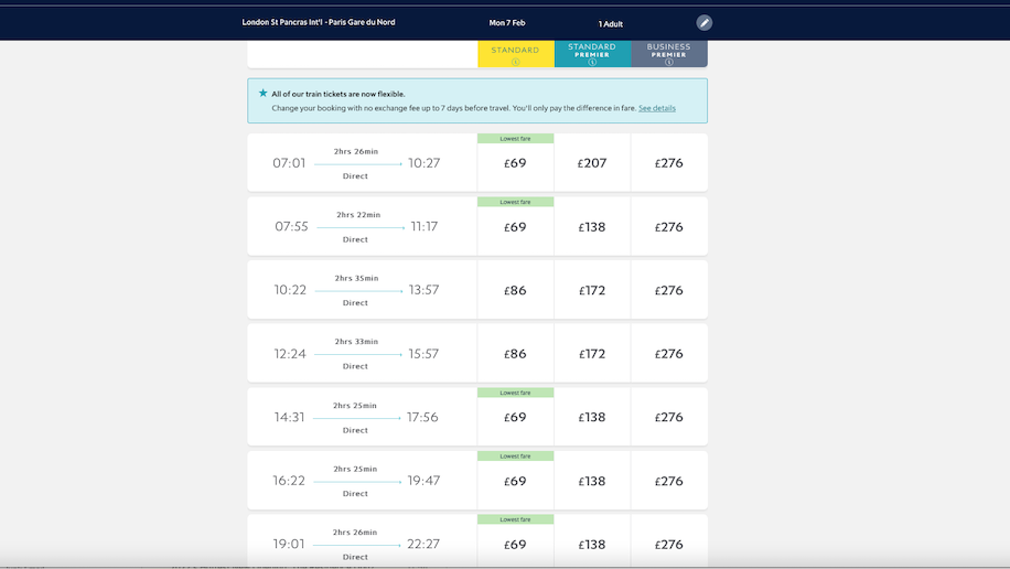eurostar frequences janv 2022