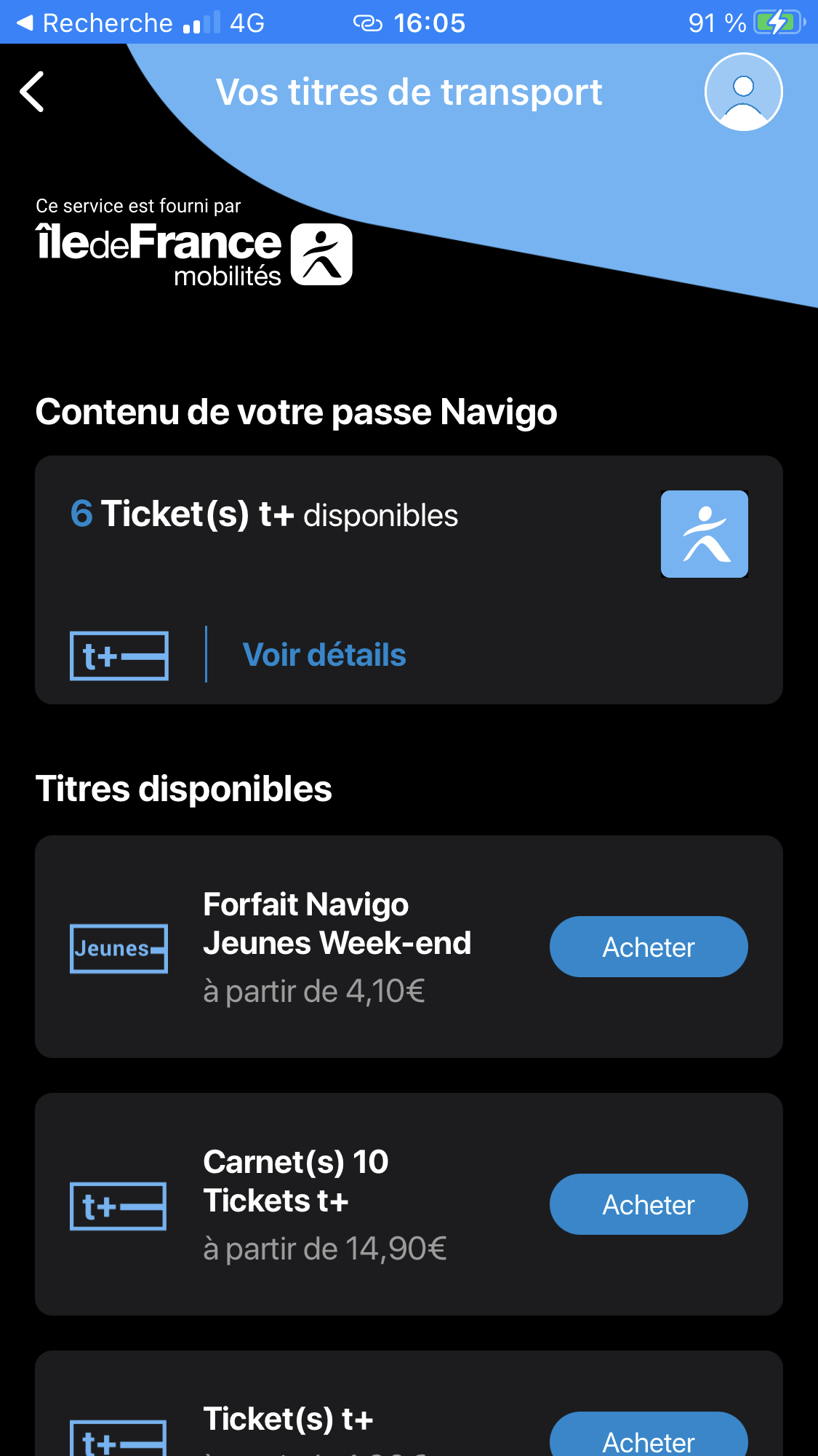 navigo3 achat billet transilien