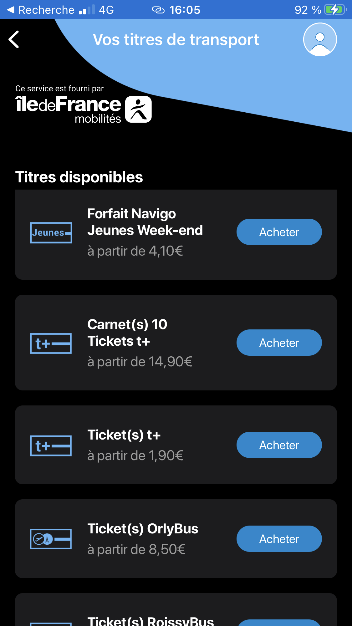 navigo4 achat billet transilien