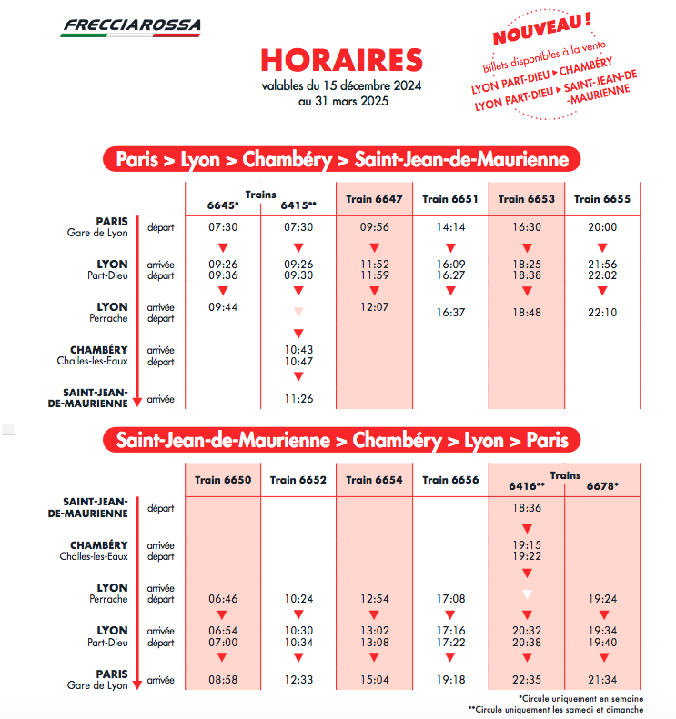 horaires savoie trenitalia 2024